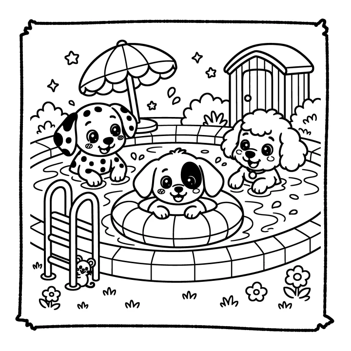 A page from Cute Puppy & Friends Playing Sports