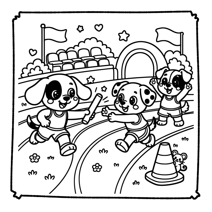 A page from Cute Puppy & Friends Playing Sports