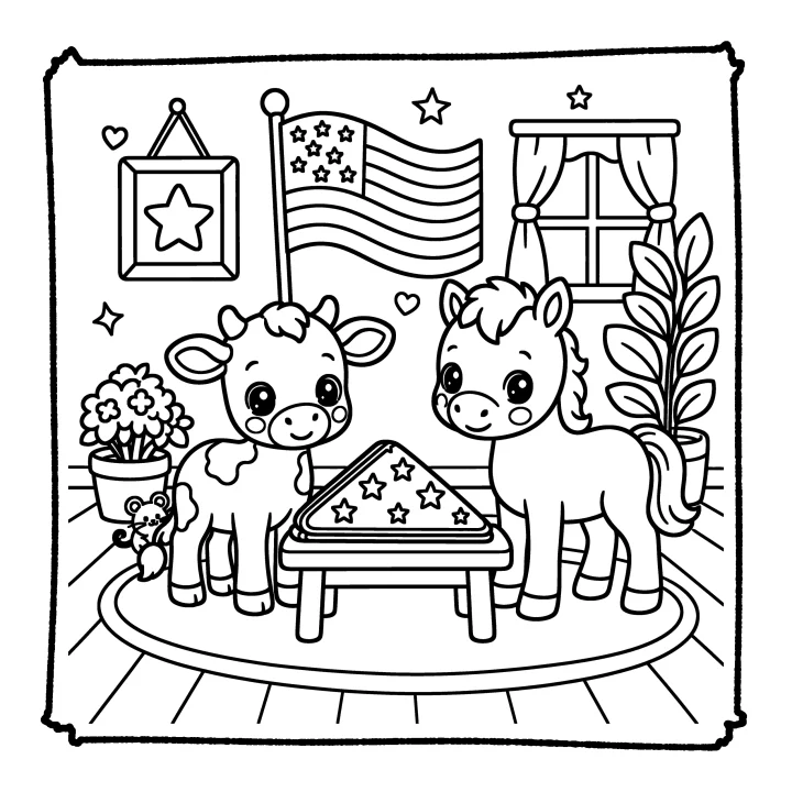 A page from Cute Animals Independence Day